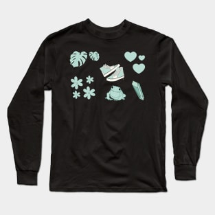 Cute Aesthetic Sticker Pack - Pastel Teal Green Long Sleeve T-Shirt